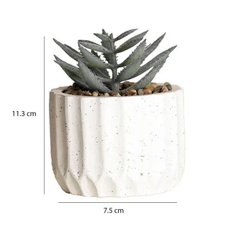 Mini Planta Artificial Decorativa Maceta Acanalada Cemento Gris