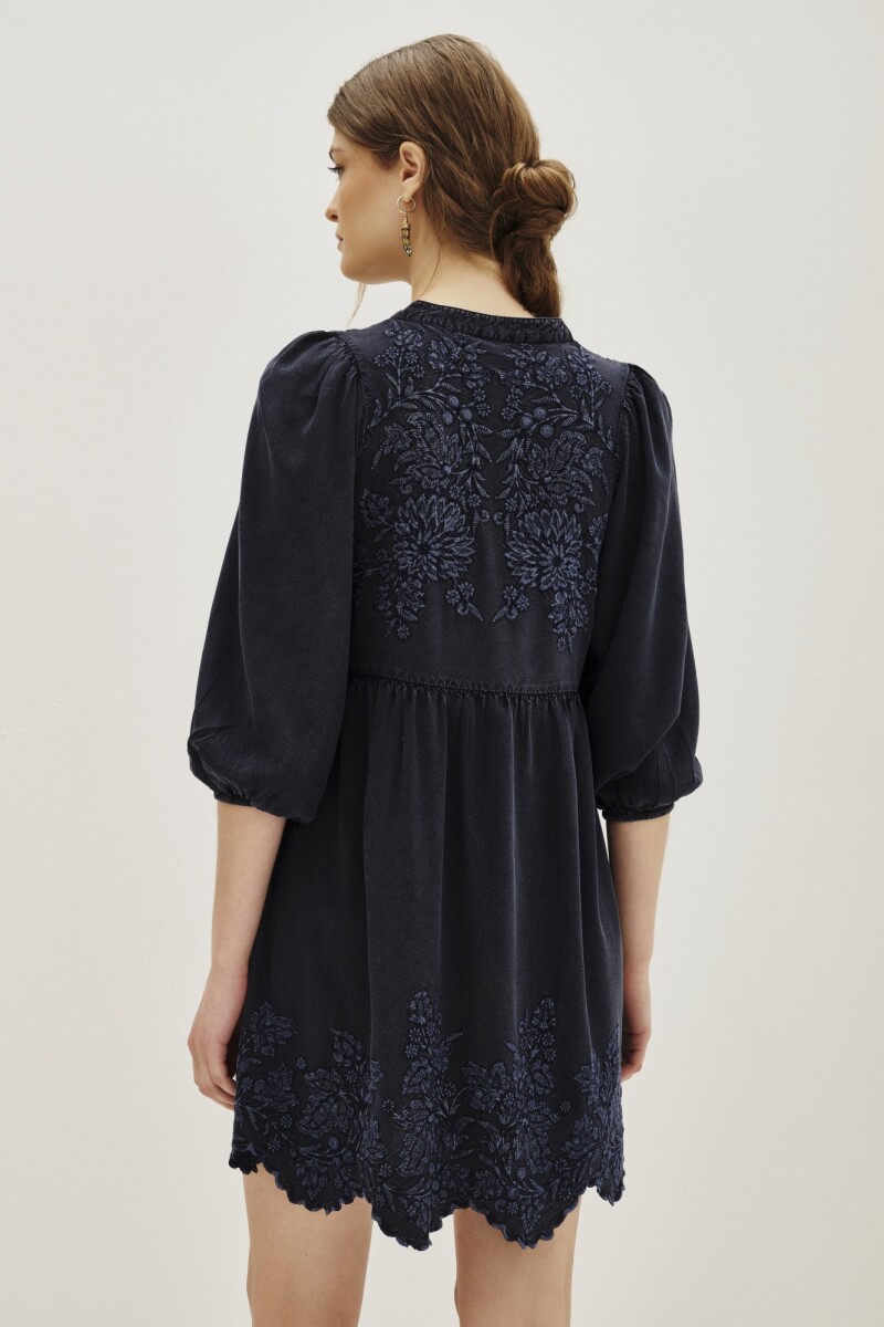 Vestido Rita Tencel Flowers Azul