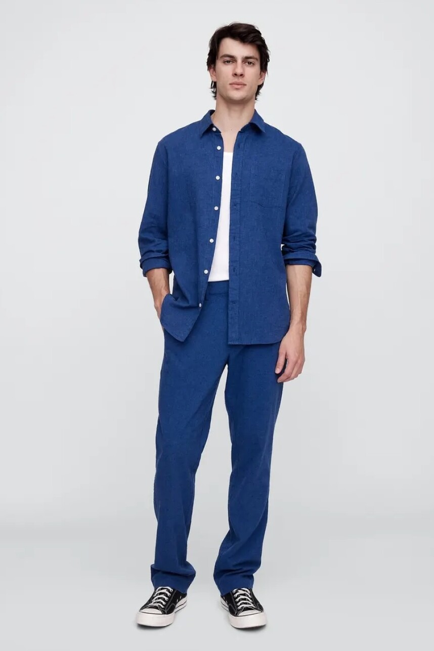 Pantalón De Lino Straight Hombre Bainbridge Blue