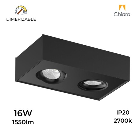 Aplique spot led rectangular chato 16w móvil Dimerizable 2700K NEGRO