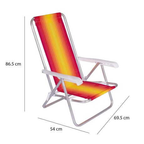 Reposera Silla Reclinable De Playa 4 Posiciones Aluminio Rojo/amarillo