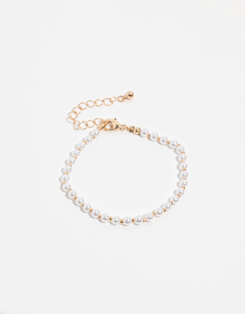 Pulsera Con Perlas - Dorado 