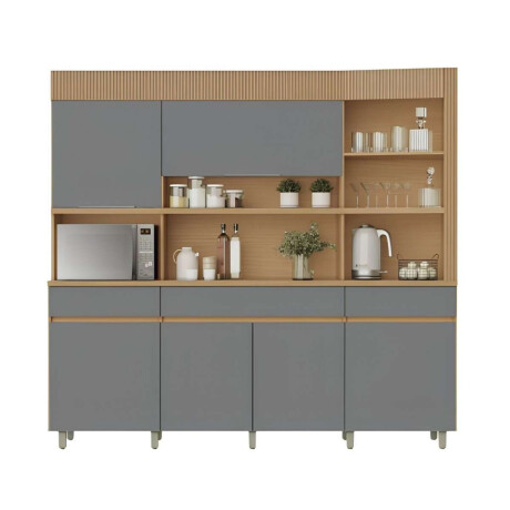 Mueble Modular 4 Cuerpos REALEZA Marron/Gris Oscuro
