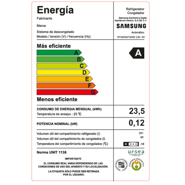 Refrigerador Top Freezer Samsung Sart35dg5720s9ey HELADERA SAMSUNG SART35DG57 DISP INOX***
