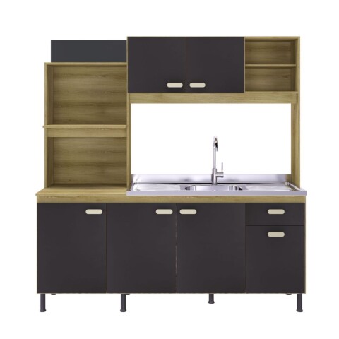 Kit Cocina Sevilha 7 Puertas Indèkes Castaño Plomo Kit Cocina Sevilha 7 Puertas Indèkes Castaño Plomo