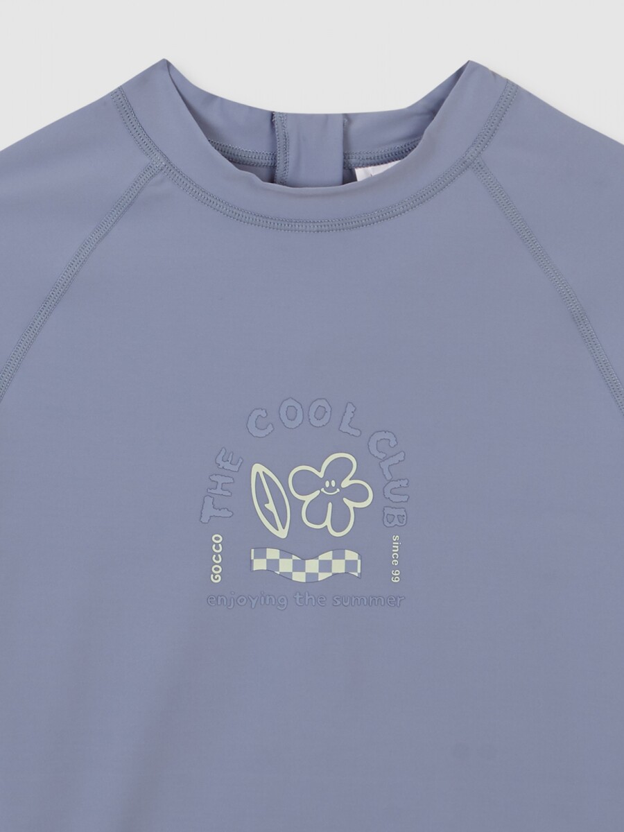Camiseta Proteccion Retro Flower Azul