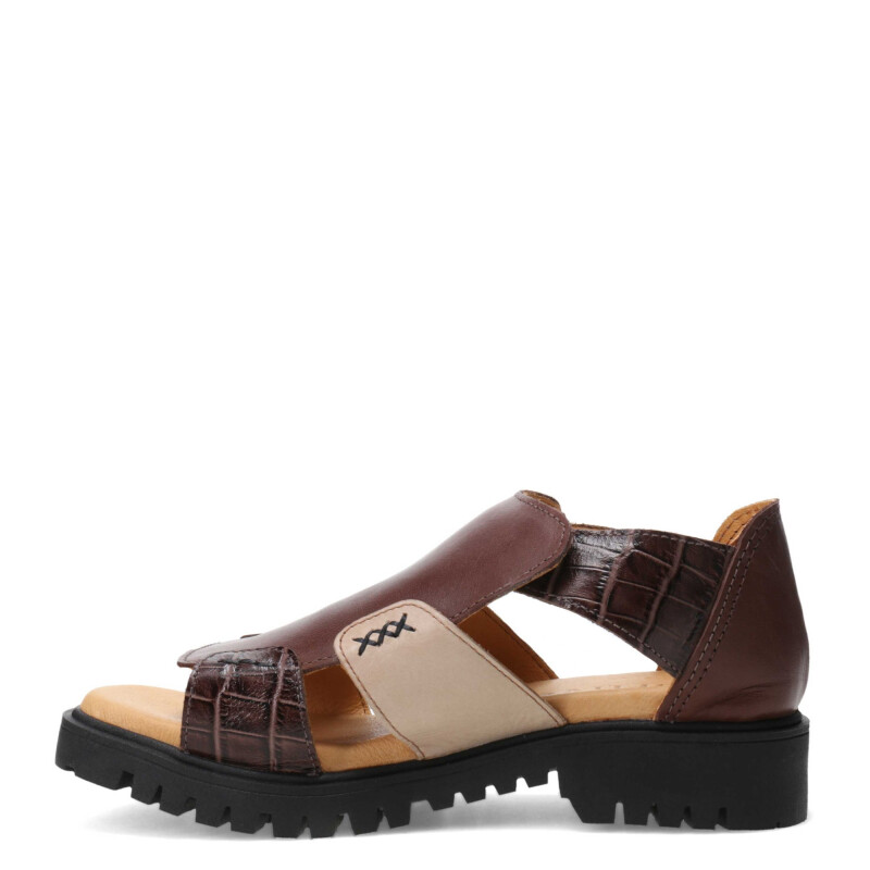 Sandalias de Mujer Furtiva Paola Combinada Marrón Tabaco - Marrón Chocolate - Beige