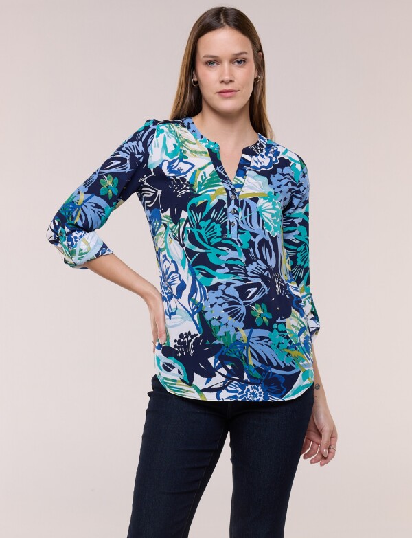 Blusa Gasa Print MULTI/AZUL
