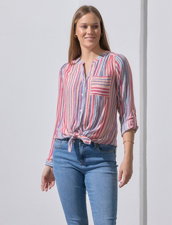 Blusa Gasa Nudo MULTI/FUCSIA
