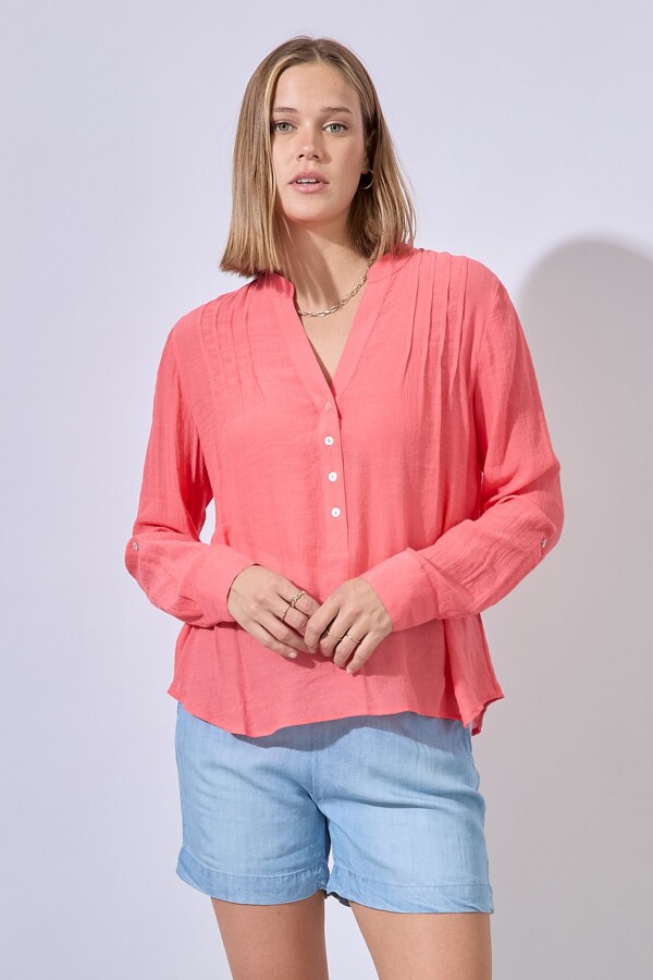 Blusa Gasa Plisada CORAL