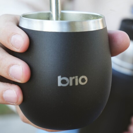 Set De Termo 750 Ml Y Mate Con Tapa brio Acero Inox Negro