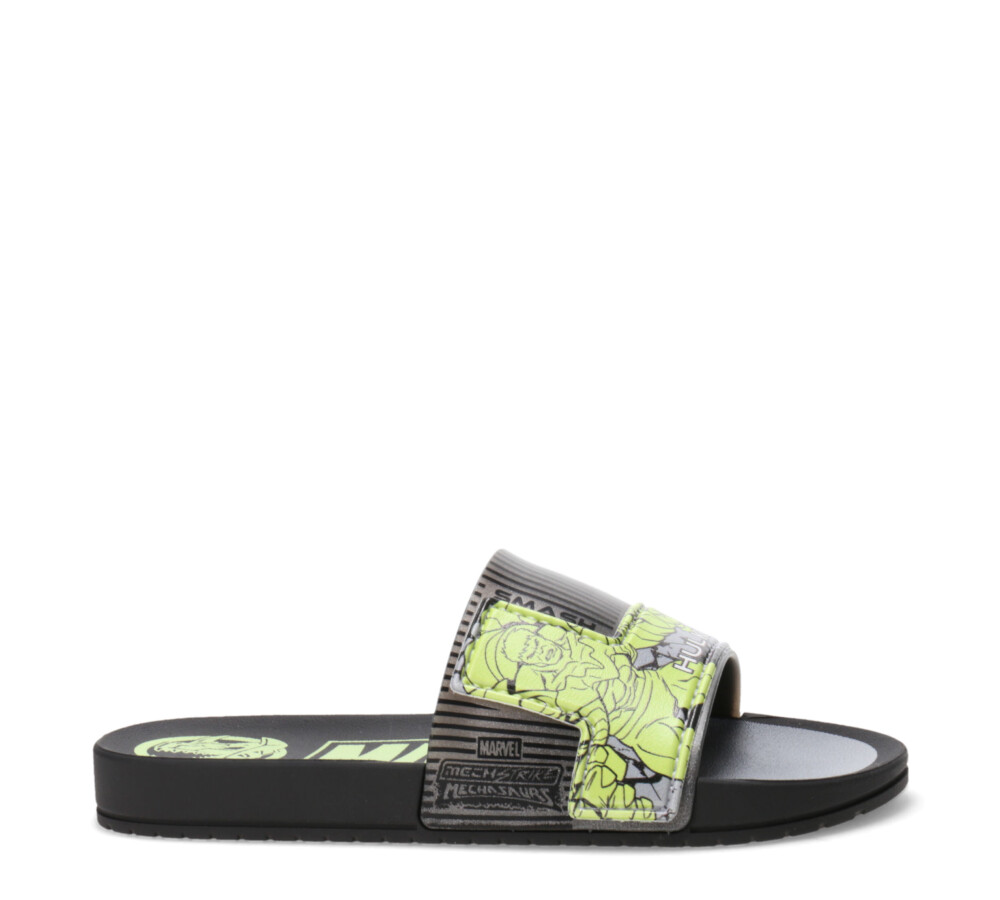 Sandalia Smash Slide Hulk Kids Negro/Plata/Verde