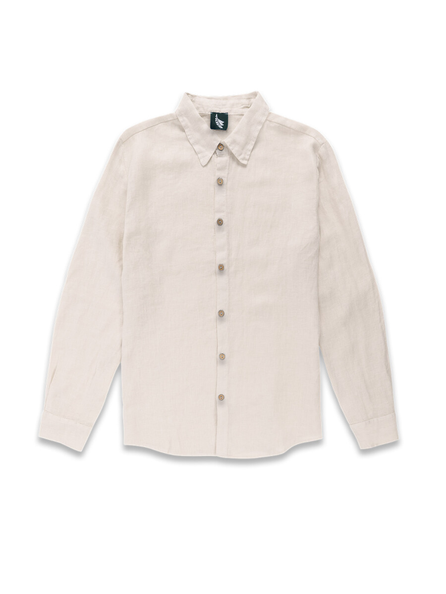 Long sleeve linen shirt - Cream 