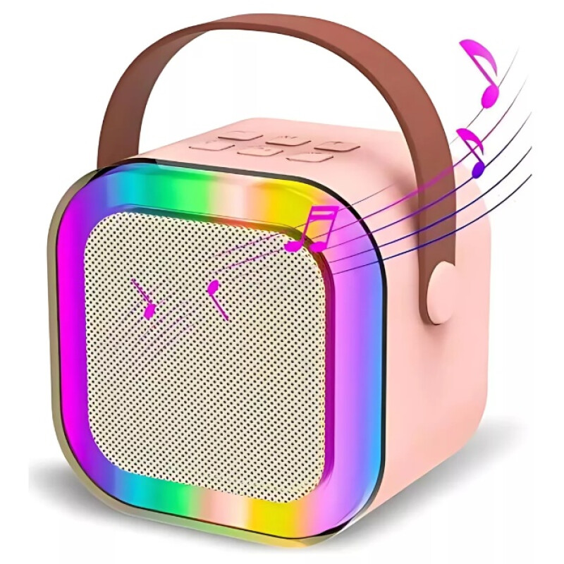Parlante A Batería Bluetooth Con Luces Led De Colores Rosa