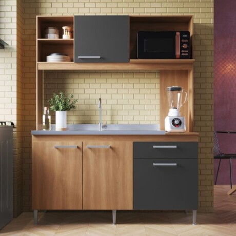 COCINA COMPACTA 4 PUERTAS 1 CAJON BEAUTY - ROVERE/GRAFITO COCINA COMPACTA 4 PUERTAS 1 CAJON BEAUTY - ROVERE/GRAFITO