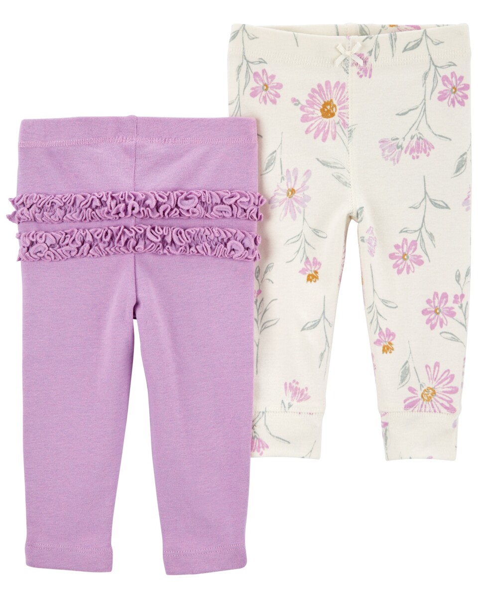 Pack dos pantalones de algodón, diseño floral 