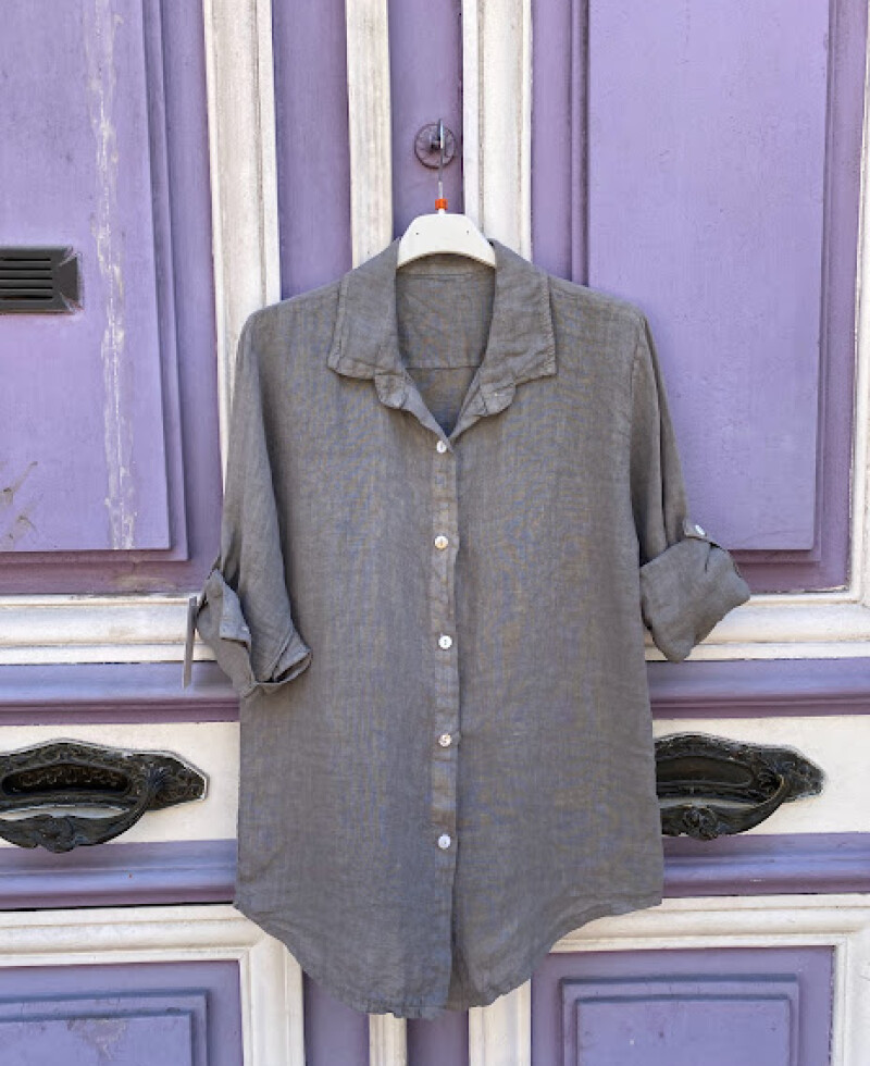Camisa lino gris
