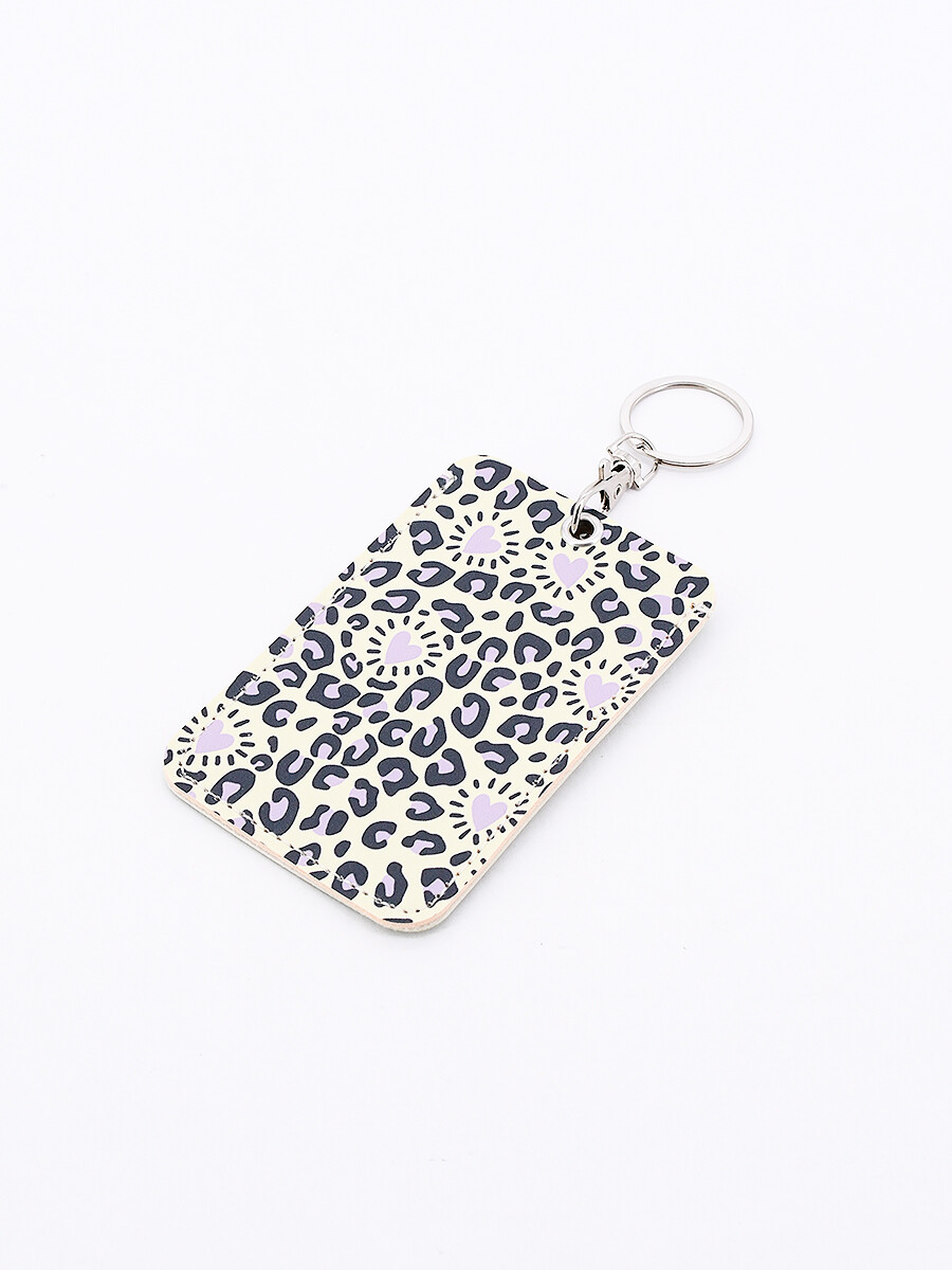 LLAVERO PORTA TARJETA ANIMAL PRINT - BEIGE 