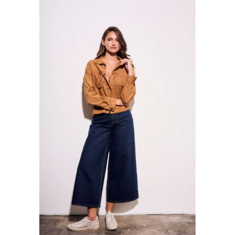 Camisa Gamuza Flecos Camel