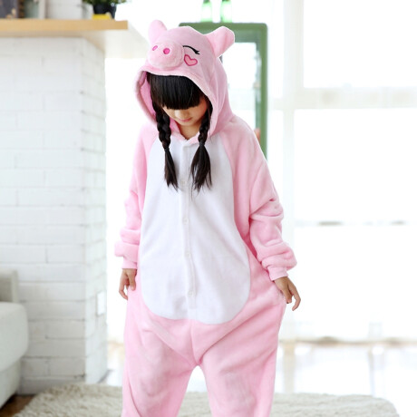 Set Infantil con Pijama Entero Cerdito + Pantuflas Unicornio Blanco