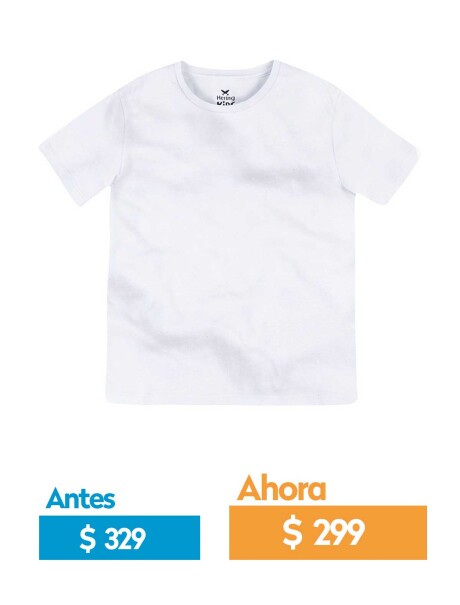 CAMISETA BÁSICA UNISSEX INFANTIL MANGA CORTA BLANCO