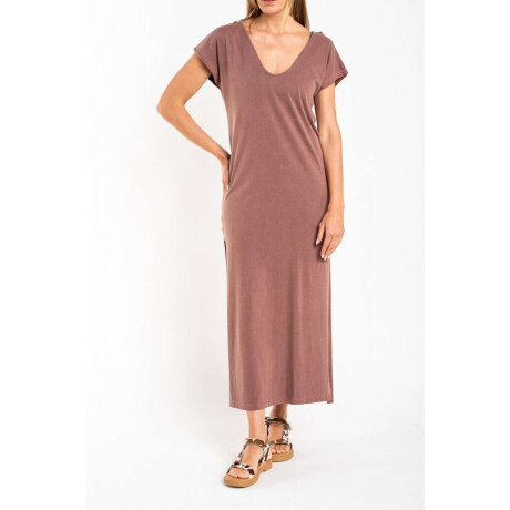 Vestido Algodon Lavado Marron