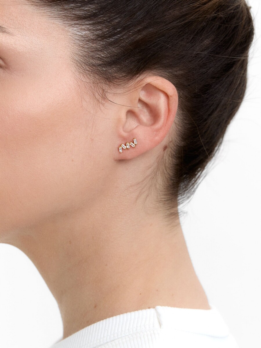 Pendientes Zigzag Con Cristales - Plata De Ley 925 dorado