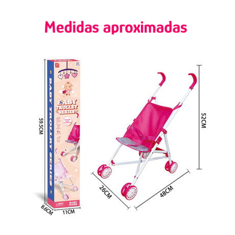 Cochecito Pleg Muñecas Estructura Metálica Tela Resistente Fucsia