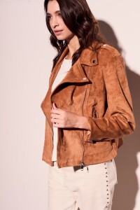 Campera Gamuza Cuero Vegano Camel