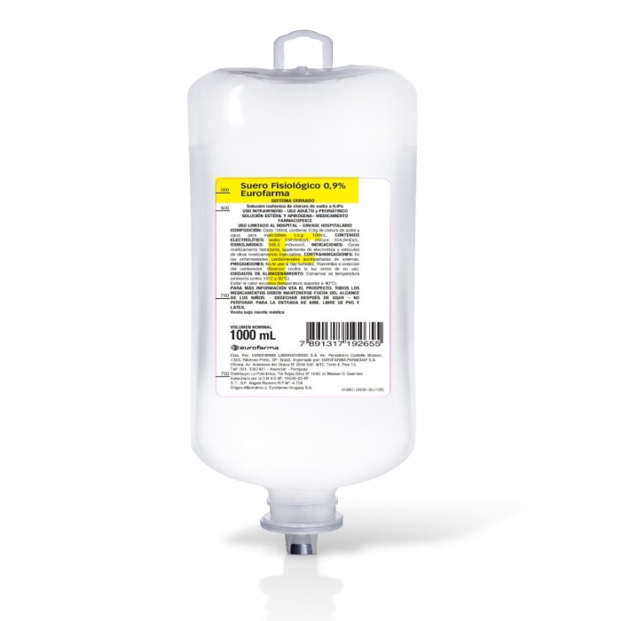 SUERO FISIOL 0, 9% EUROFARMA FR.X1000 ML única