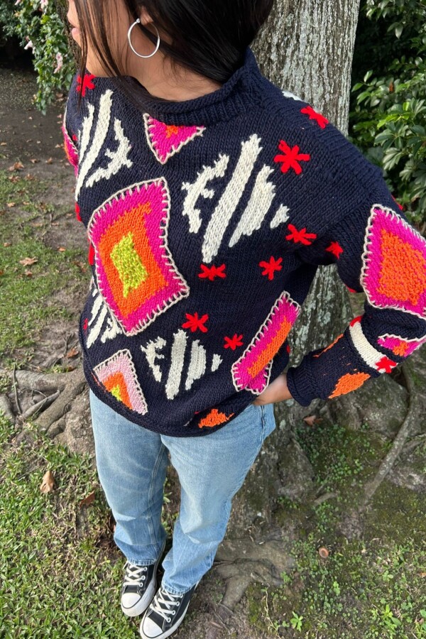 Sweater Gitano Lana Base Azul Marino