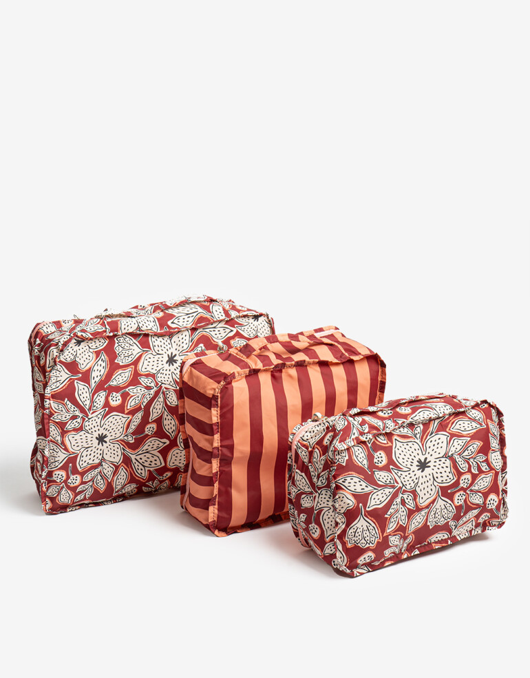 Porta Cosméticos Set De Viaje X3 Pack And Go - Estampado Flores