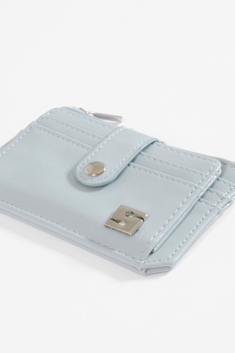 Tarjetero flap monedero celeste