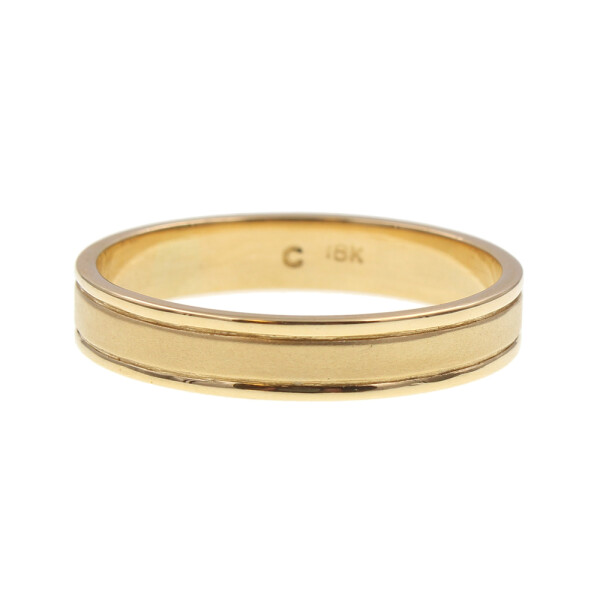 Par de alianzas de oro amarillo 18k satinado y brillo de 4.5mm Par de alianzas de oro amarillo 18k satinado y brillo de 4.5mm