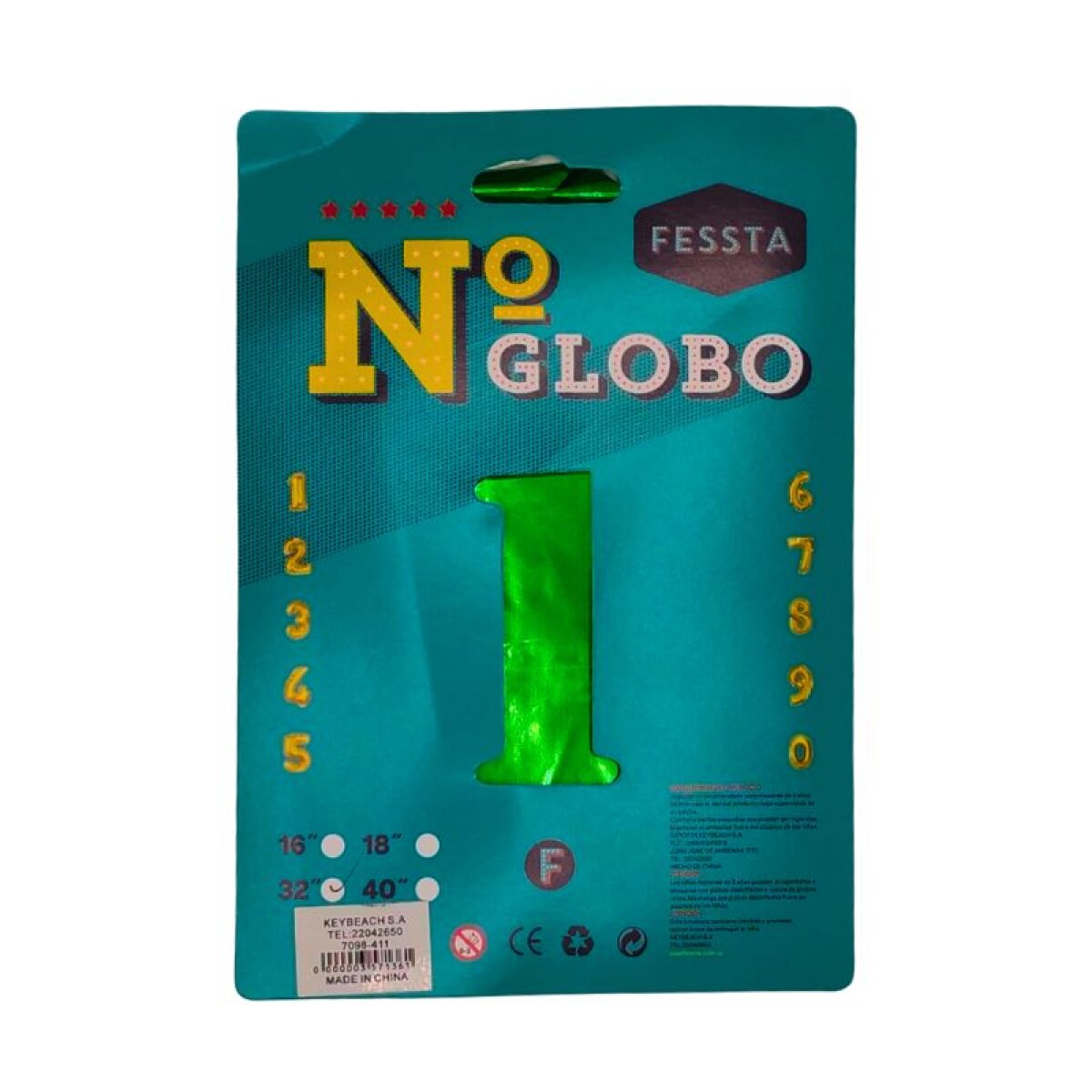 Globo Número Fessta 32" Verde - UNO 