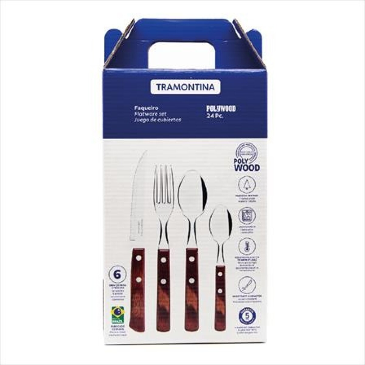 CUBIERTOS TRAMONTINA POLYWOOD MADERA 24PCS CAJA 