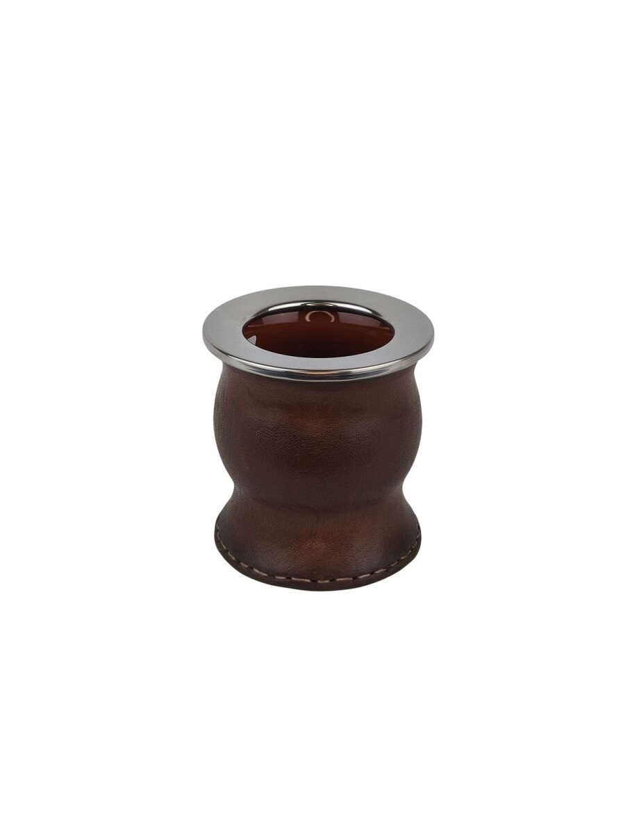 Mate de ceramica forrado en cuero tipo copa - Marron 