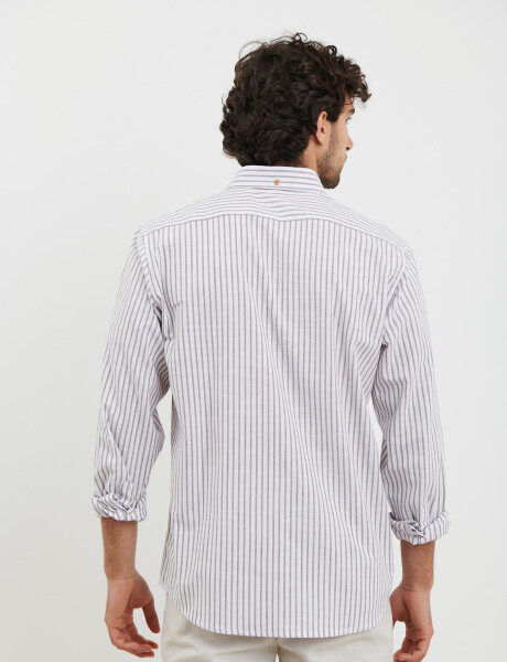 012505 CAMISA HARRINGTON LABEL Tostado / Blanco