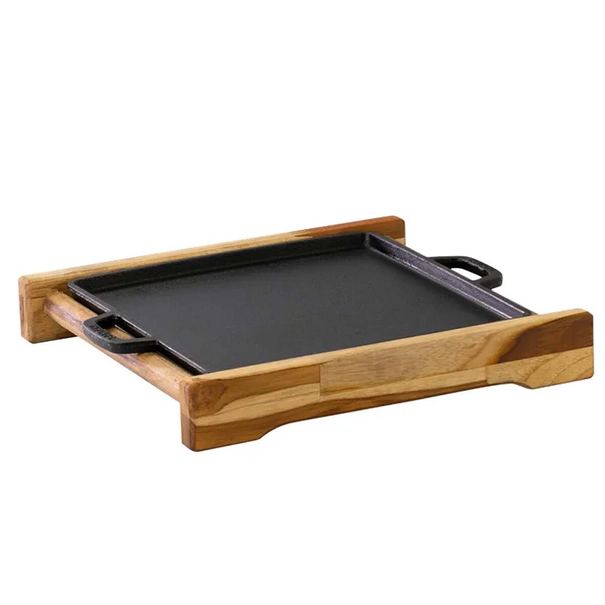 Plancha cuadrada hierro con base madera 24 cm SANT 