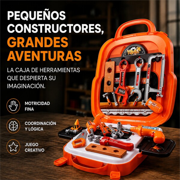 Mochila Caja de Herramientas Infantil 22 Piezas Naranja 1