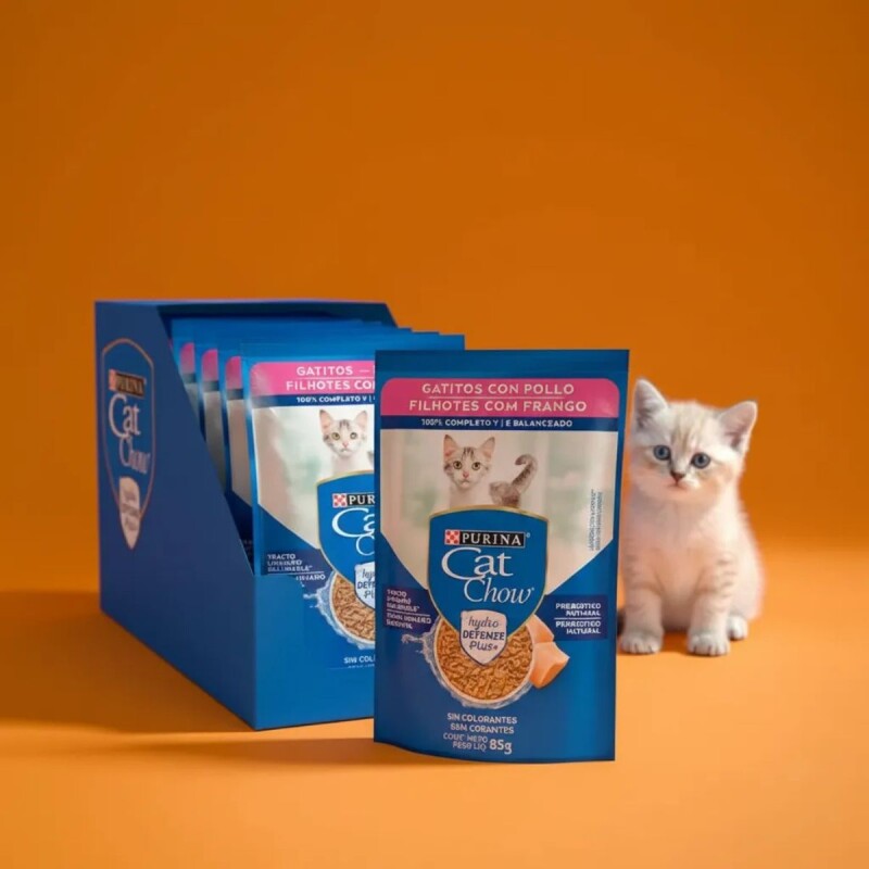 CAT CHOW EN SALSA GATITOS POLLO 85 GRS CAJA X 15 UNIDADES