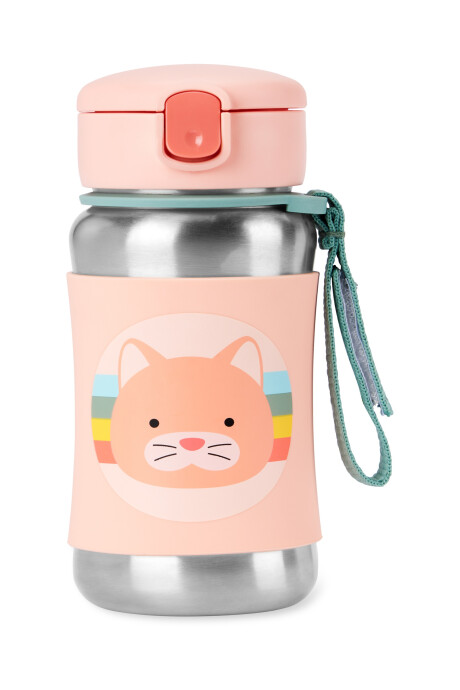 Botella de acero inoxidable con sorbito, diseño gato Botella de acero inoxidable con sorbito, diseño gato