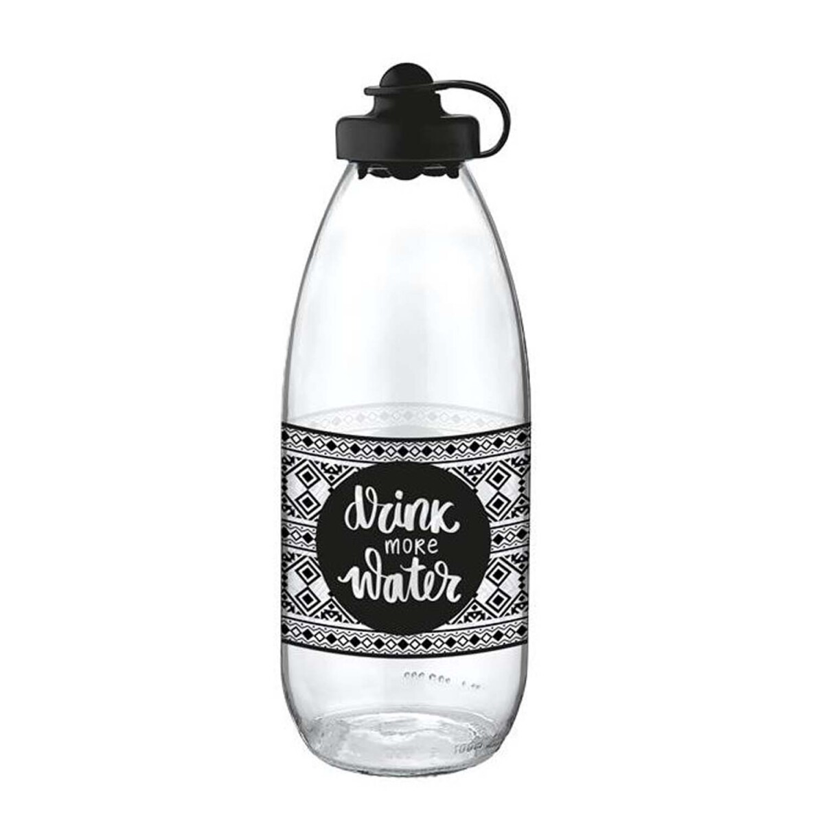 Botella en Vidrio Decorada con Tapa 1000Ml Ufo Renga - Negro 