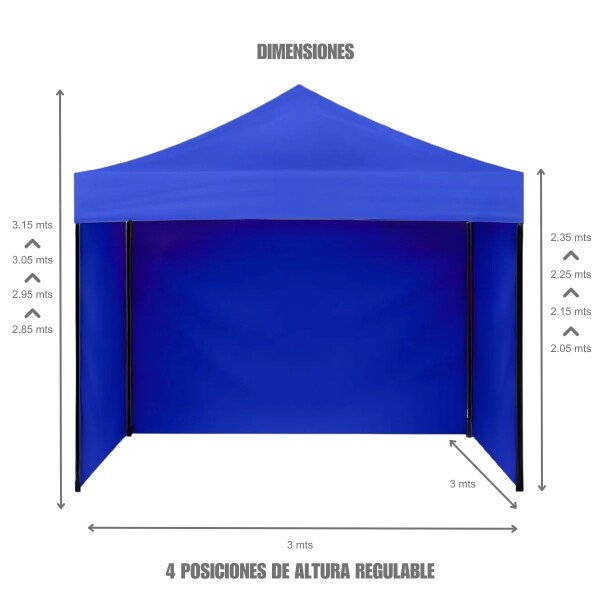 Gazebo Plegable con Paredes 3x3 Para Playa o Jardín Autoarmable Color Azul Gazebo Plegable con Paredes 3x3 Para Playa o Jardín Autoarmable Color Azul