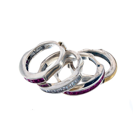 Anillo de plata 925, double en oro 18 ktes y circonias. Anillo de plata 925, double en oro 18 ktes y circonias.