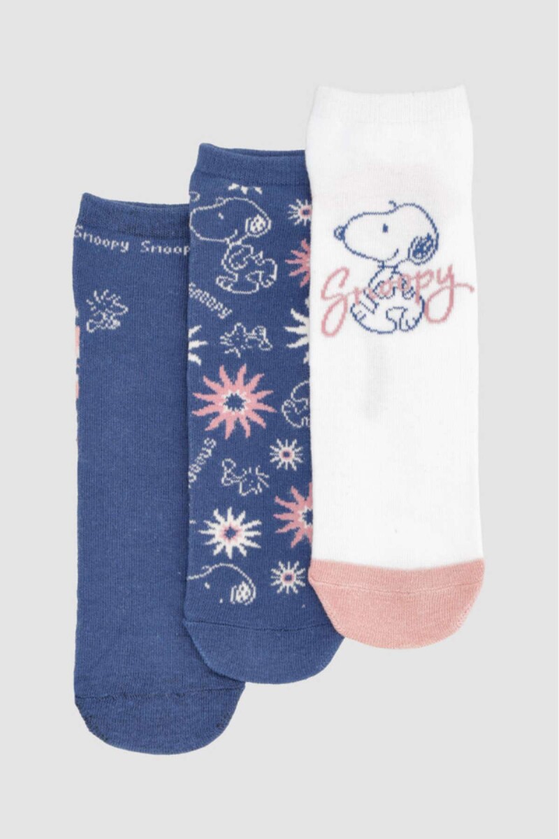 Pack x3 medias cortas dama snoopy sunflower - Diseño 1 