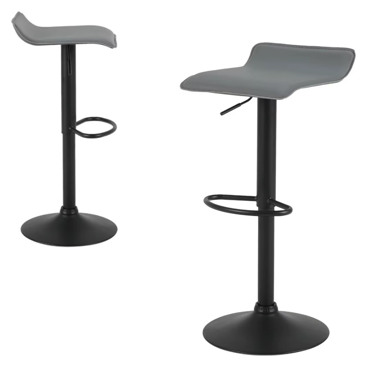 Butaca ecocuero con base negra promo x2 - Gris 