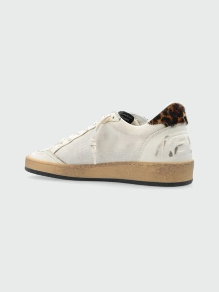 Golden Goose - Championes de malla y cuero acordonados, Ball star Blanco