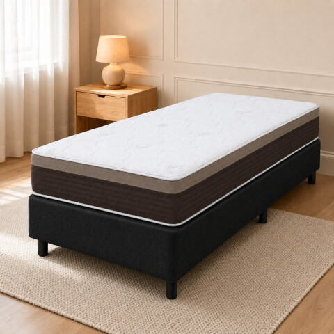 Sommier con Resortes Pocket Espuma Alta Densidad y Eurotop Soporte 130 Kg 1 Plaza 88 cm de Ancho