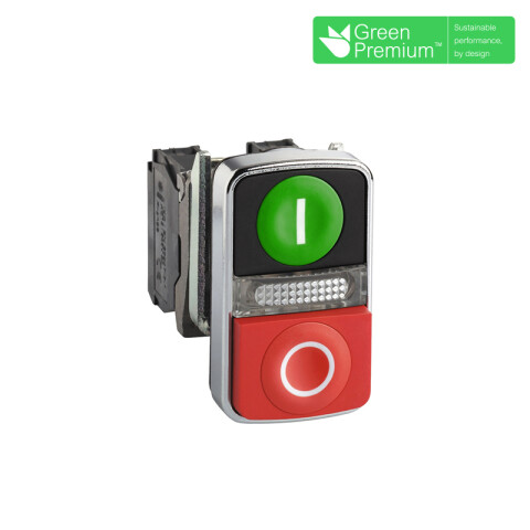 Puls. lum. doble 1NA + 1NC ø22mm IP66 230Vac TL5301